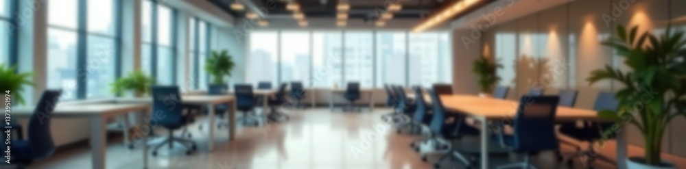 Blurry background of a modern office interior design with a corporate workspace and coworking space, creating a sleek and professional presentation backdrop, style, modern Blurry background of a modern office interior design with a corporate workspace and coworking space, creating a sleek and professional presentation backdrop, style, modern
