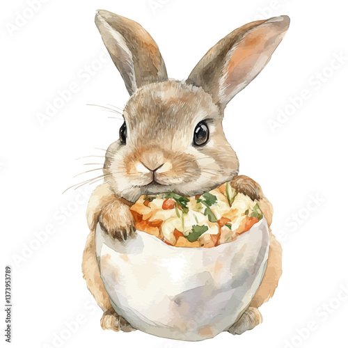 A watercolor vector of bunny chow, isolated on a white background. Bunny chow vector.

