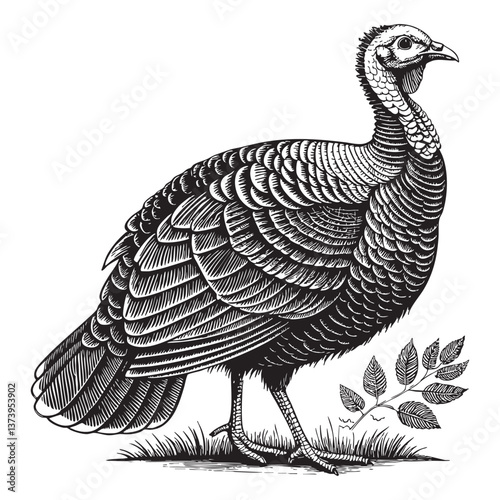 vector illustration of a turkey woodcut engraving vector illustration