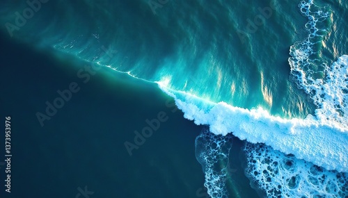 Aerial view of deep blue ocean waves with foam,  nature,  foam