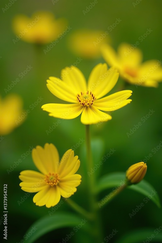 Obraz premium Close up of vibrant yellow hypericum flowers in macro focus, beauty, macro