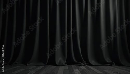 Elegant black curtain background perfect for adding drama to any design project,  drapery,  glamorous