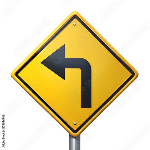 Free Download yellow left turn road sign - GFXLoad