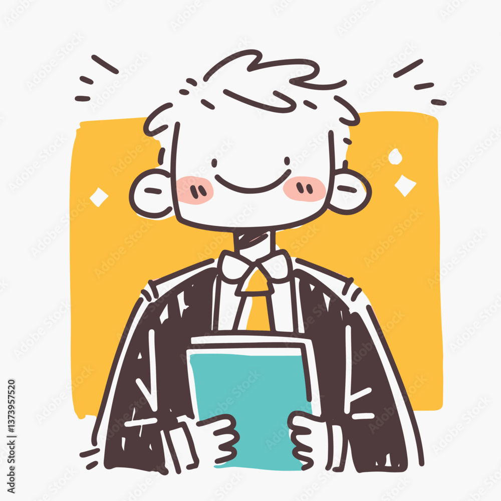 Cheerful businessman holds file with joyous glee Cheerful businessman holds file with joyous glee
