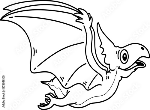 Hand drawn dinosaur outline illustration