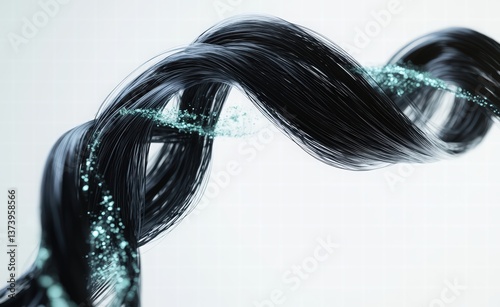 3d rendering human hair growth layers with gold drops, cross-section skin structure,
