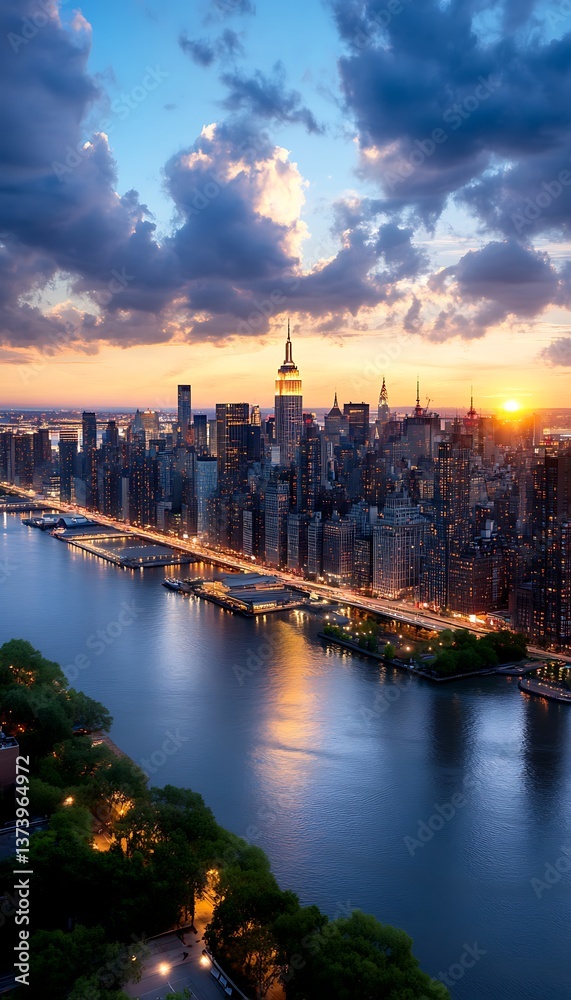 Fototapeta premium NYC Skyline Sunset River View