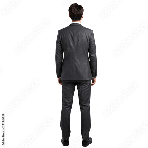 back view of businessman standing cutout isolated on transparent background