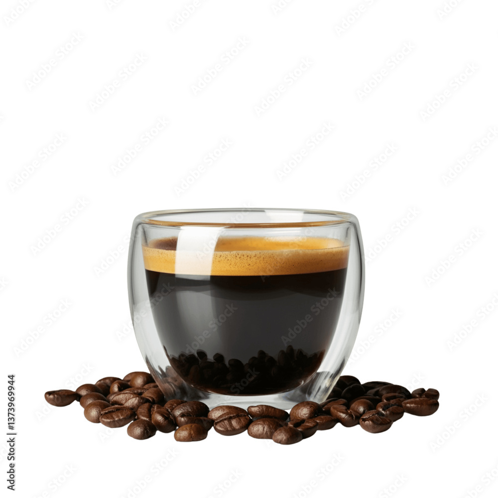 Fototapeta premium Glass with espresso coffee isolated on transparent background
