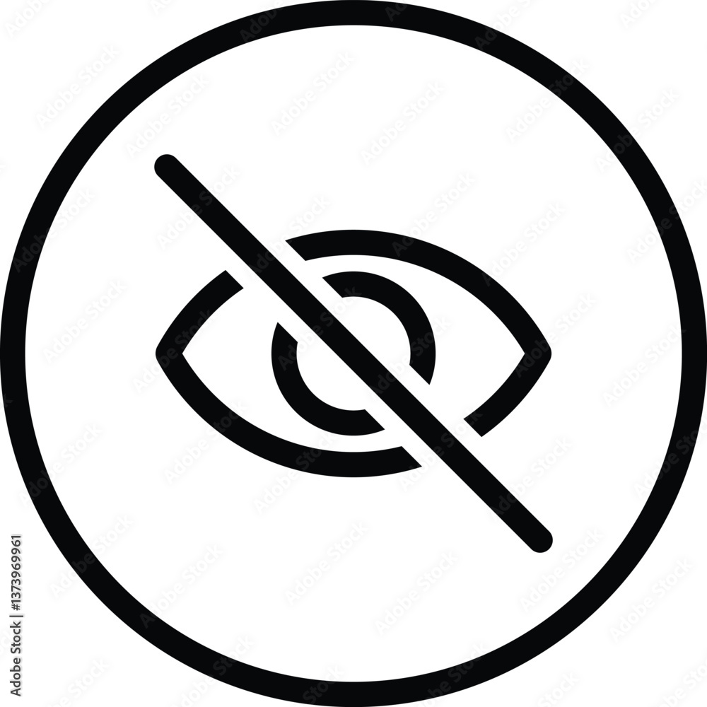 Sensitive content, crossed out eye. Look and Vision symbol. Vector illustration Sensitive content, crossed out eye. Look and Vision symbol. Vector illustration