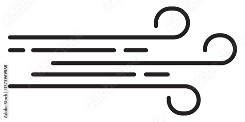 Wind icons. Black line symbols isolated on a white background. Editable stroke. Vector illustration. EPS 10.