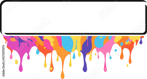 Rectangle frame and color drops paint splashes dripping, design for painting