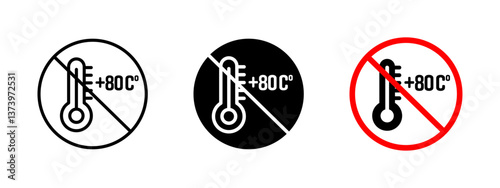 No high heat icon. Prohibited high-temperature vector illustration. Restriction sign for safety and protection. Warning symbol to prevent burns, fire hazards and overheating risks.