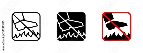 Keep off the grass icon. Prohibited lawn walking sign with a footstep symbol. Environmental protection and public space regulation pictogram. Green area preservation warning label.