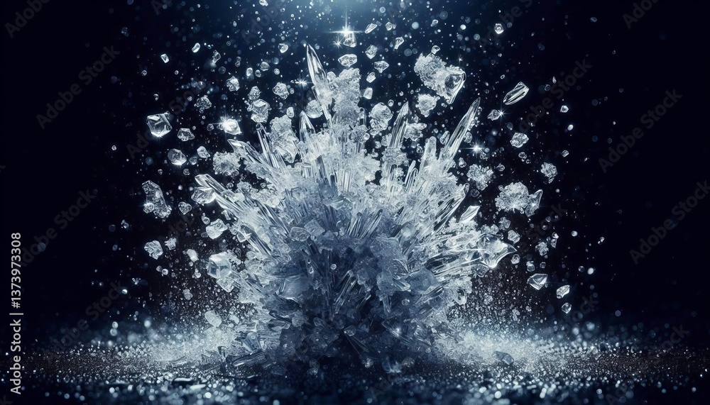 Obraz premium Glistening Ice Shard Cluster A group of small delicate splashes