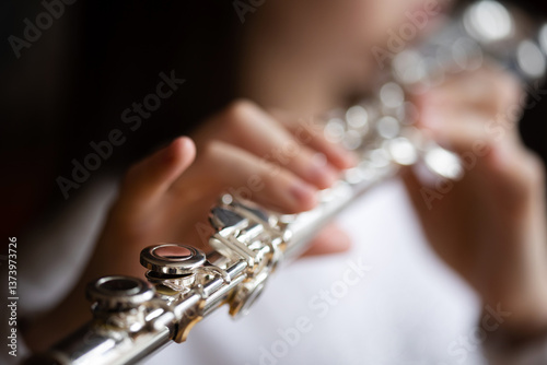 musical instrument flute close-up. classical music performed by wind instruments. background for concert poster
