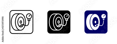 Tire pressure check icon. Air gauge vector illustration. Symbol indicating inflation monitoring for vehicle safety. Automotive maintenance sign for ensuring proper tire pressure in repair services.