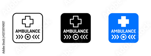 Ambulance emergency icon. Medical rescue vector illustration. Urgent healthcare symbol. Ambulance for immediate medical assistance. Paramedic response sign for hospitals or emergency situations