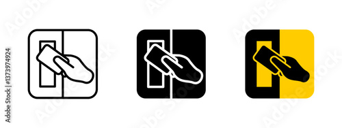 Card access icon. Secure entry vector illustration. Electronic keycard symbol for identification and authorization. Sign representing controlled access to buildings, offices and restricted areas.