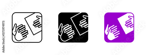 Package delivery icon. Shipping service vector illustration. Logistics symbol indicating parcel handover between sender and recipient. Courier transfer sign for postal services and express shipment.