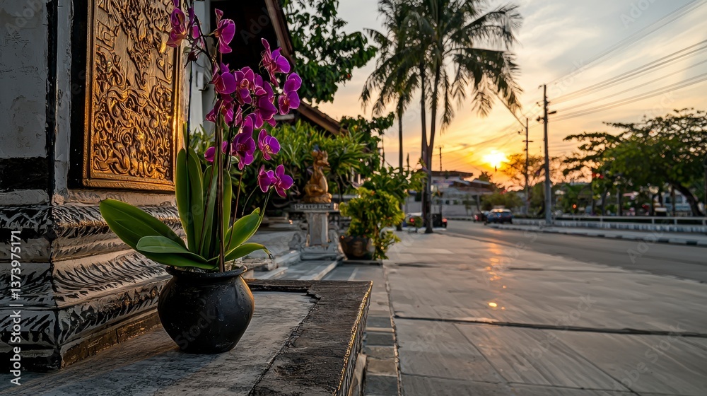 custom made wallpaper toronto digitalSunset over blossoming orchids surat thani photography urban landscape close-up serene beauty