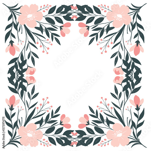 Wallpaper Mural seamless floral pattern in pink, blue and white colors with a bouquet of roses. frame of beautiful flowers and leaves vector design Torontodigital.ca