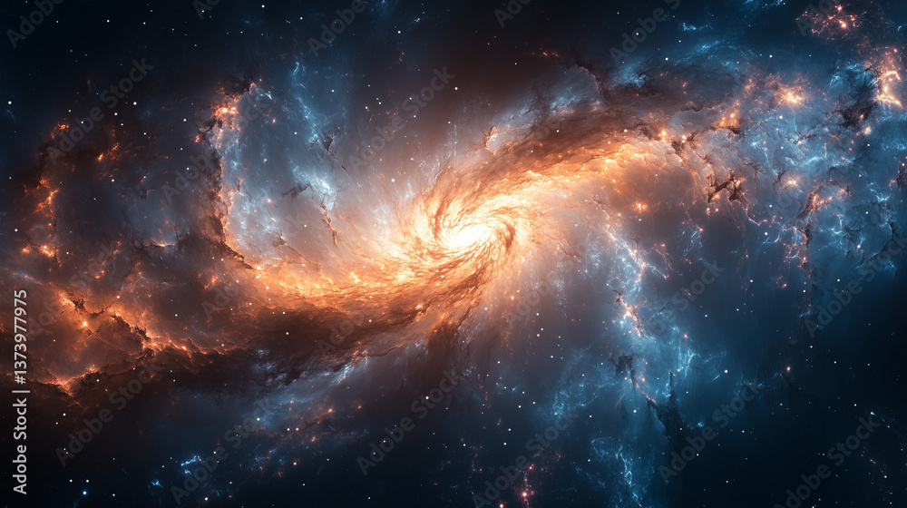 Obraz premium Vibrant cosmic swirl showcasing the majesty of a spiral galaxy in the vast universe space, stars, galaxy, wallpaper, background, generated by AI