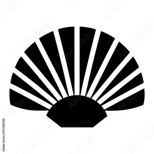 Black and white Japanese fan vector illustration