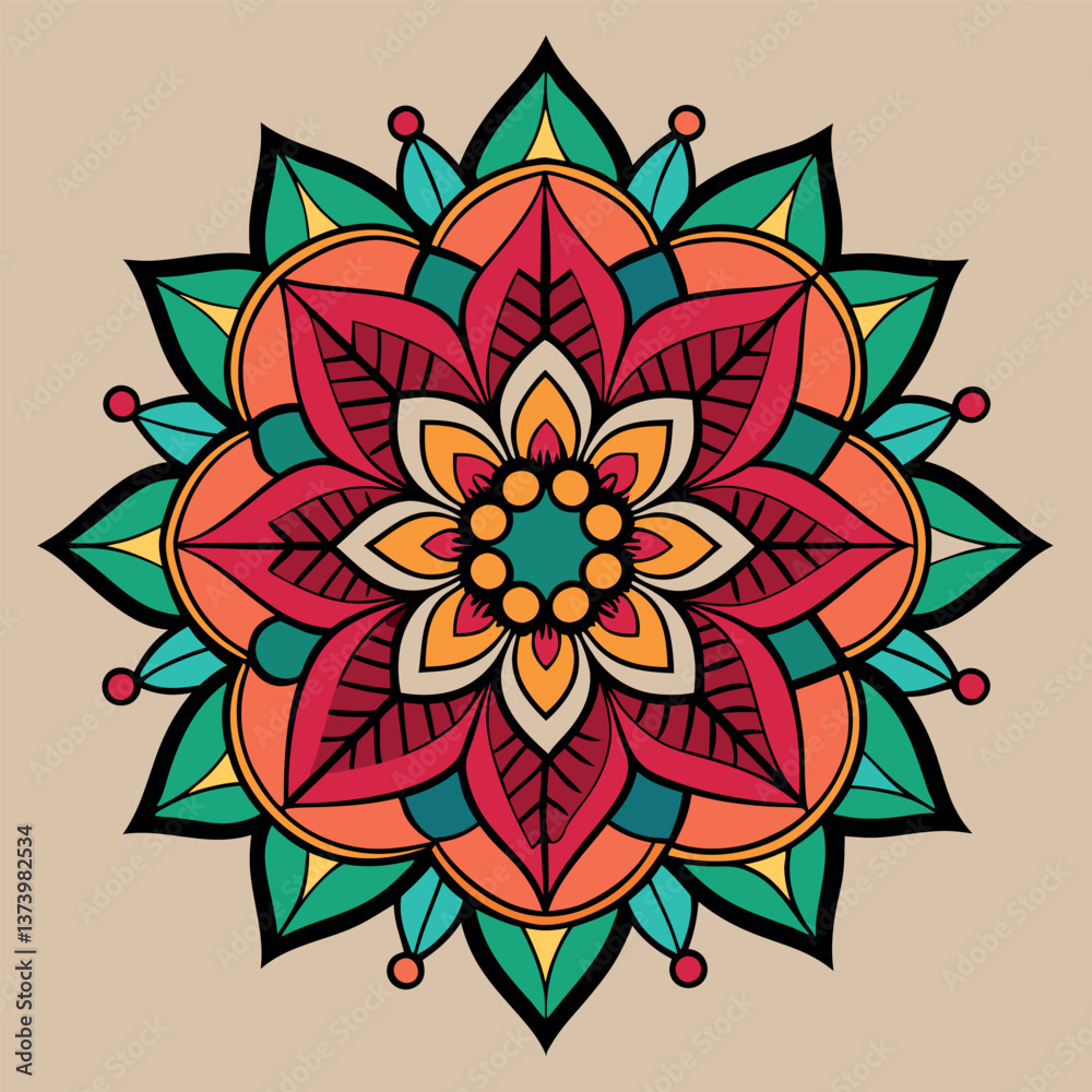 Fototapeta premium Exotic mandala-colorful-traditional-tattoo.