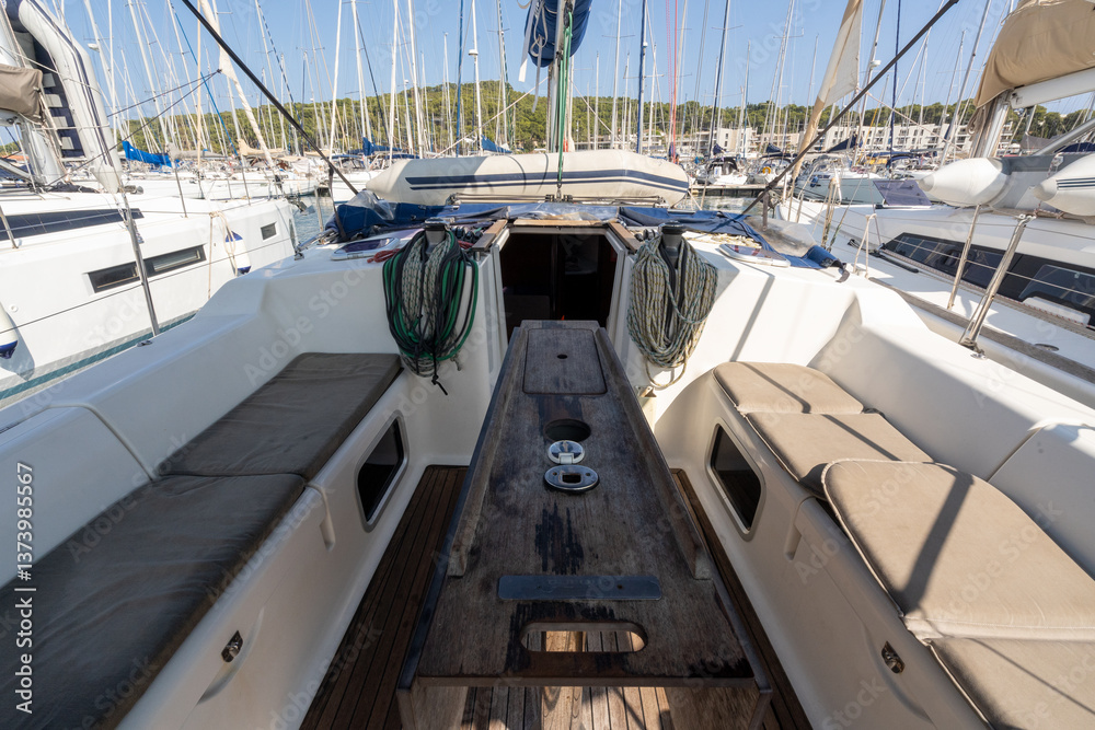 Fototapeta premium Sail boat at pier. High quality photo