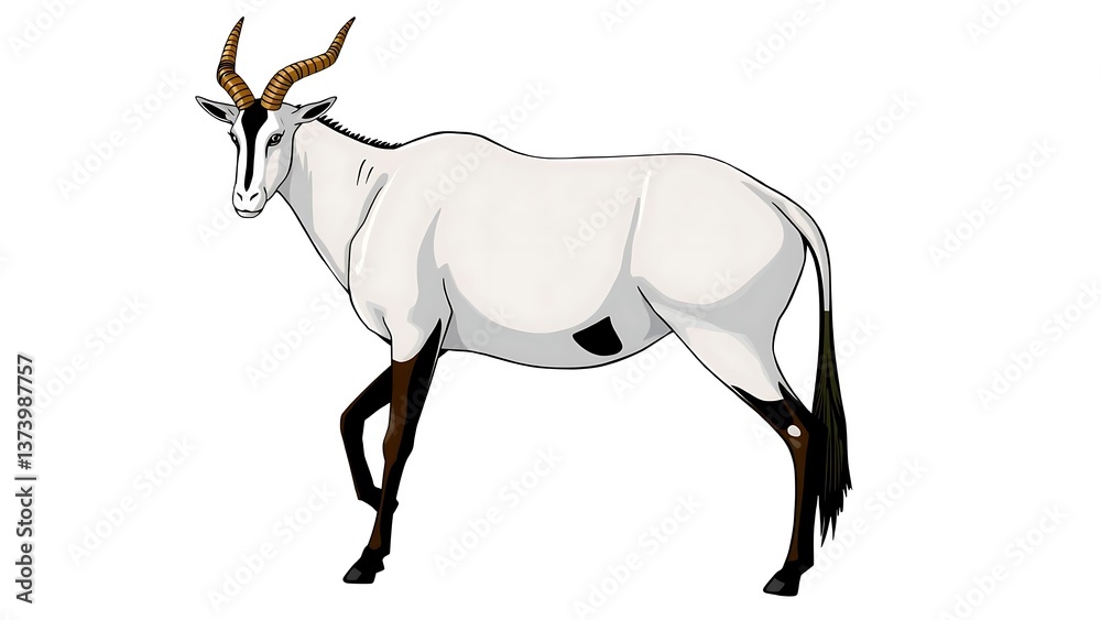 Fototapeta premium Oryx Full Body Front View Isolated