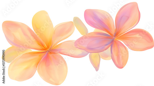 Two flowers with a yellow center and pink petals