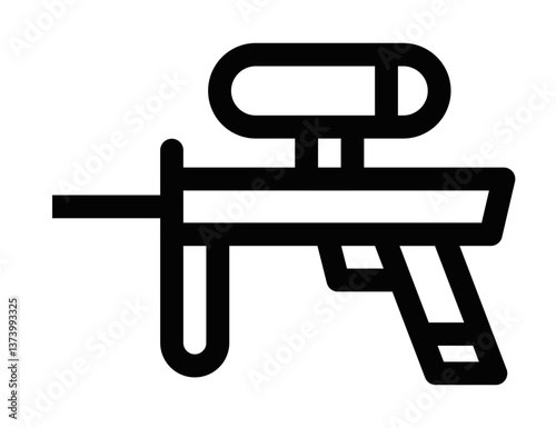 Paintball gun weapon outline vector icon. Editable stroke.