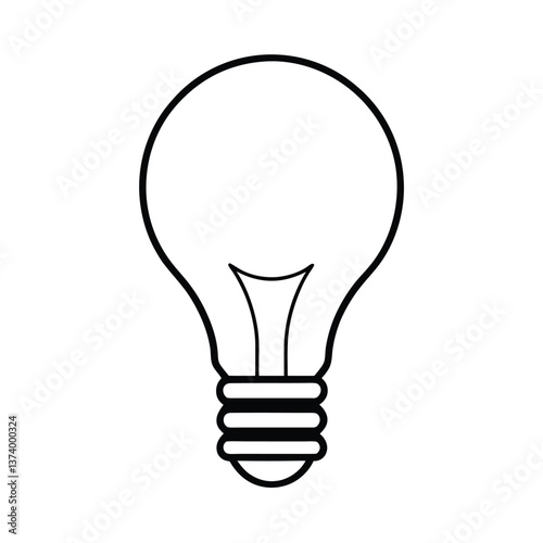 Bright electric lightbulb, a transparent glass object of energy and idea isolated on white
