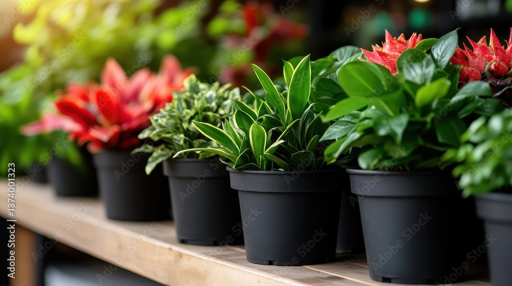 A beautiful display of colorful potted plants, showcasing their lush leaves and vibrant colors, perfect for enhancing any indoor space or office environment. A beautiful display of colorful potted plants, showcasing their lush leaves and vibrant colors, perfect for enhancing any indoor space or office environment.