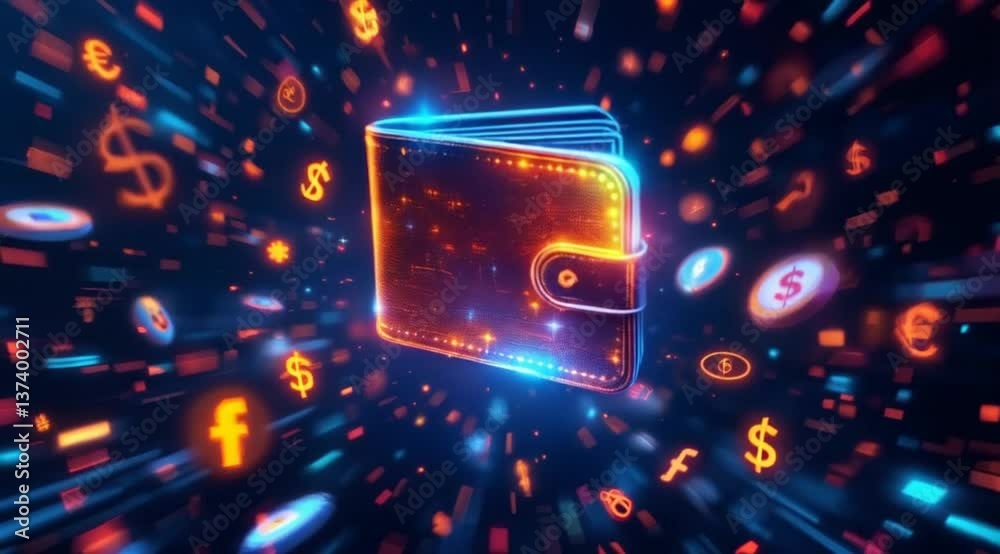 Abstract Wallet, Digital Currency, Fast Motion