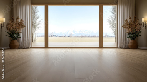 Bright and spacious interior with panoramic views of nature