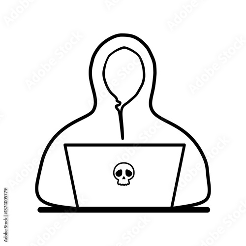 Hacker line icon. Hacker hoodie line icon. flat vector illustration design.