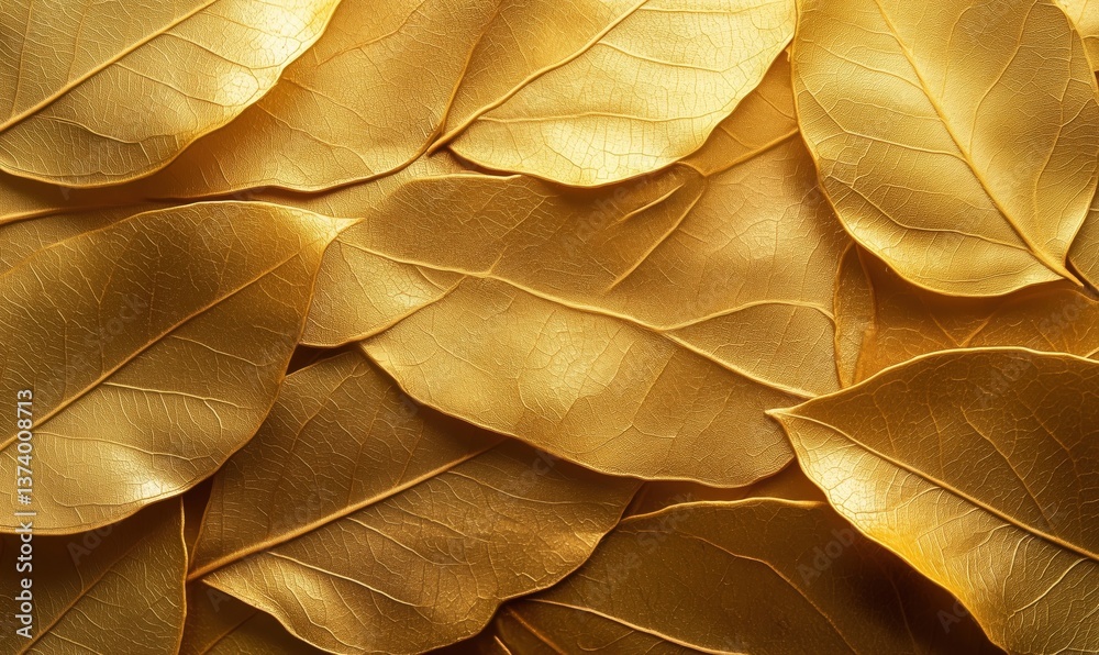 Obraz premium Golden leaves background with intricate textures and patterns for elegant design
