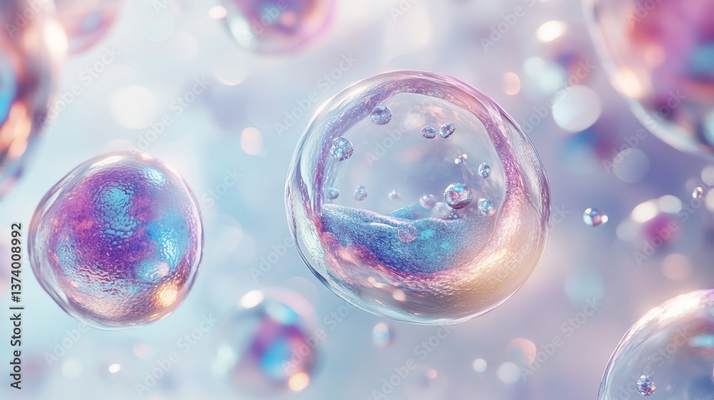 Abstract Colorful Bubbles, A Stunning Visual of Microscopic Cells, A Breathtaking 3D Art Abstract Colorful Bubbles, A Stunning Visual of Microscopic Cells, A Breathtaking 3D Art