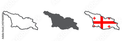 Map of Georgia icon collection, country and travel, Georgia country map vector icon set, vector graphics, editable stroke outline sign, eps 10