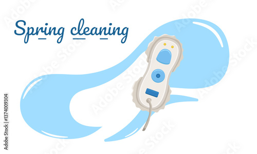 Vector drawing of window cleaner. Illustration of modern assistant for spring cleaning.