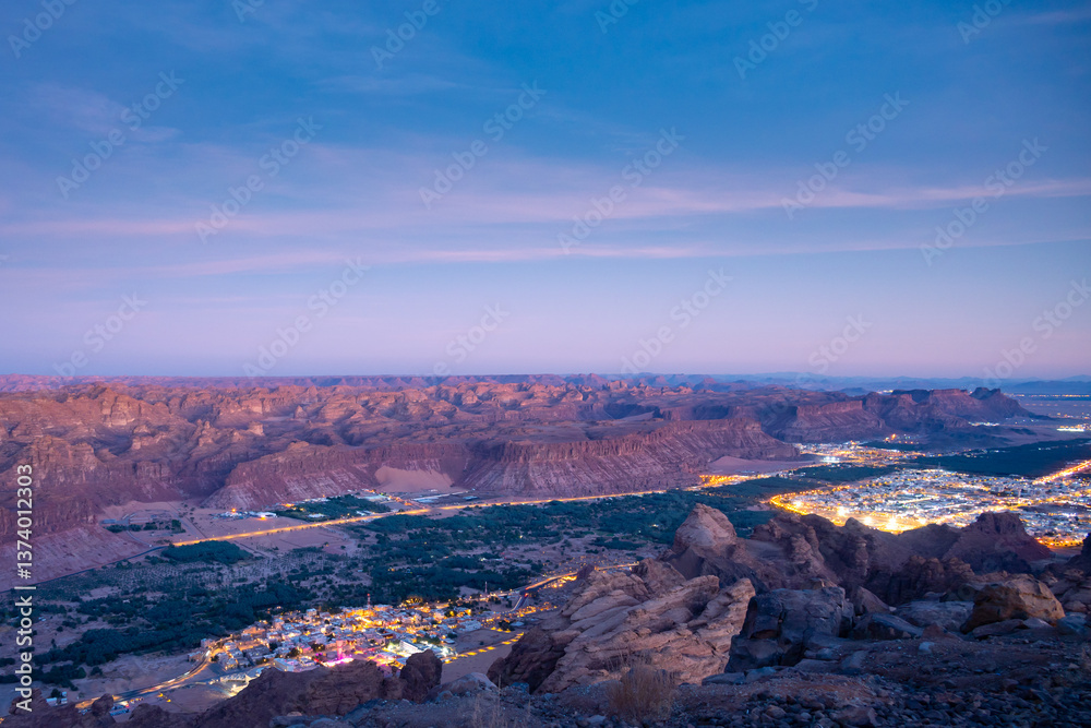 Fototapeta premium sunset from Harrat viewpoint, Al-Ula, Saudi Arabia