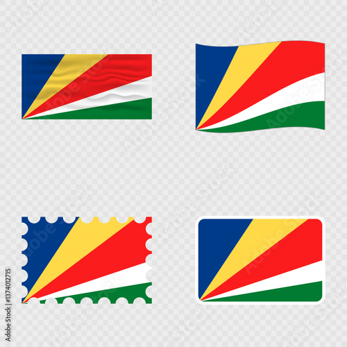 Free Download Seychelles national flag in four different styles. - GFXLoad