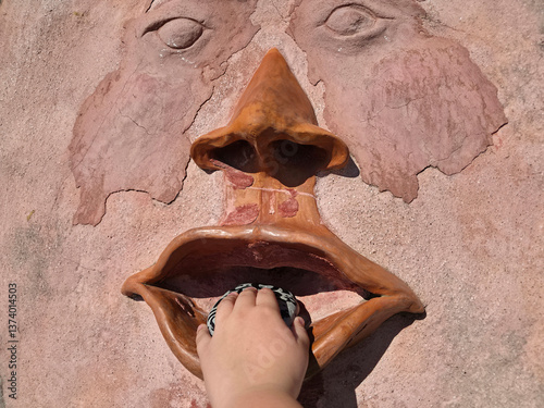 Foto Mouth of truth in Bussana Vecchia artist retreat medieval village destroyed by e