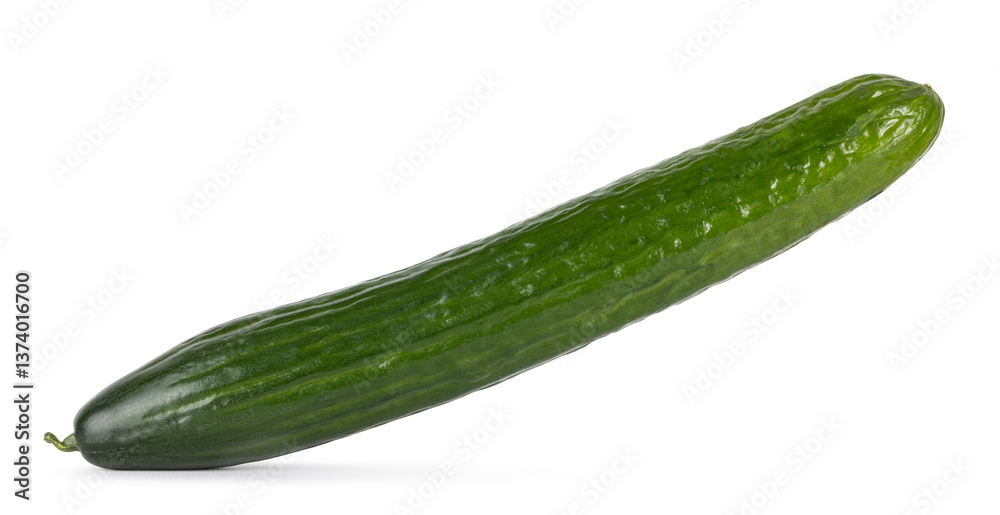 Cucumber standing ad an angel side ways. Isolated on a white background. Cucumber standing ad an angel side ways. Isolated on a white background.