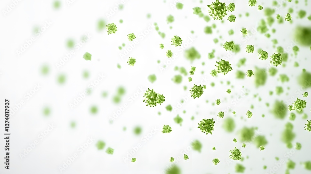 Fototapeta premium 3D Rendering of Green Viruses in a Medical - scientific Context