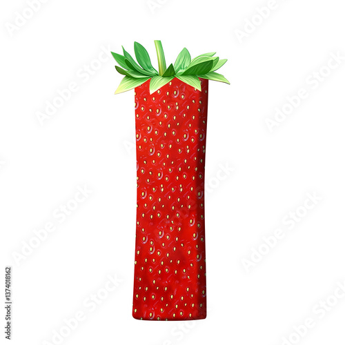 3D Strawberries Alphabet Clipart Letters I