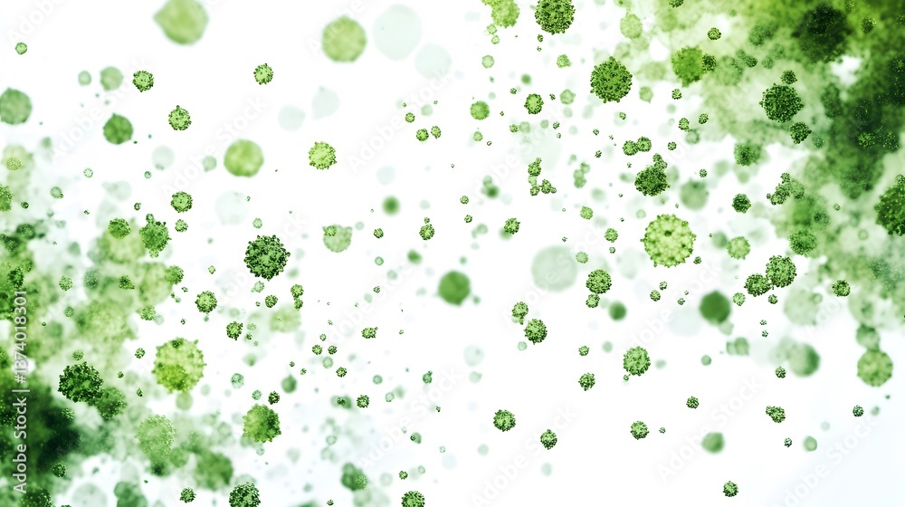 3D Rendering of Green Viruses in a Medical - scientific Context 3D Rendering of Green Viruses in a Medical - scientific Context