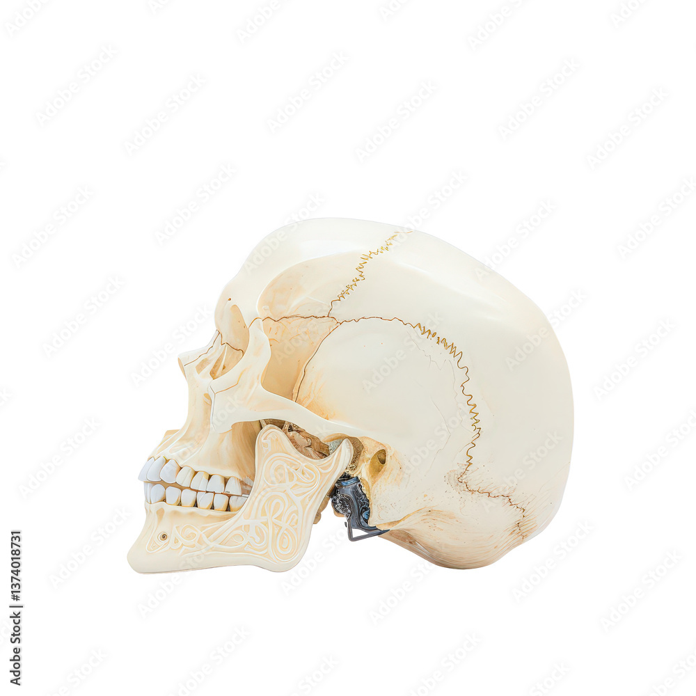 Fototapeta premium Anatomical Model of Human Skull with Detailed Features for Educational and Artistic Purposes
